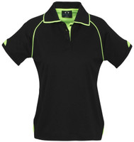 P29022 Ladies Fusion Polo Black/Fluoro Lime P29022 Ladies Fusion Polo Black/Fluoro Lime