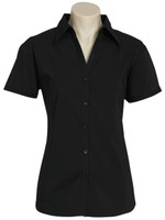 LB7301 Ladies Metro Short Sleeve Shirt Black