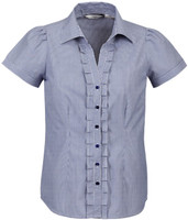 S267LS Ladies Edge Short Sleeve Shirt Blue