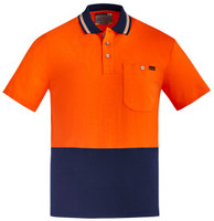 Syzmik Workwear ZH435 Mens Hi Vis Cotton S/S Polo Orange/Navy Syzmik Workwear ZH435 Mens Hi Vis Cotton S/S Polo Orange/Navy