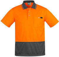Syzmik Workwear ZH415 Mens Comfort Back S/S Polo Orange/Charcoal Syzmik Workwear ZH415 Mens Comfort Back S/S Polo Orange/Charcoal