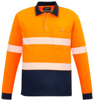 Syzmik Workwear ZH530 Unisex Hi Vis Segmented L/S Polo - Hoop Taped Orange/Navy