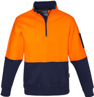Syzmik Workwear ZT476 Unisex Hi Vis Half Zip Pullover Orange/Navy Syzmik Workwear ZT476 Unisex Hi Vis Half Zip Pullover Orange/Navy