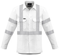 Syzmik Workwear ZW621 Mens Bio Motion X Back Taped Shirt White Syzmik Workwear ZW621 Mens Bio Motion X Back Taped Shirt White