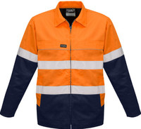 Syzmik Workwear ZJ590 Mens Hi Vis Cotton Drill Jacket Orange/Navy Syzmik Workwear ZJ590 Mens Hi Vis Cotton Drill Jacket Orange/Navy
