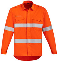 Syzmik Workwear ZW145 Mens Orange Flame HRC 2 Hoop Taped Open Front Spliced Shirt Orange