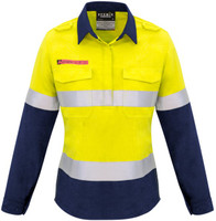 Syzmik Workwear ZW131 Womens Closed Front Hoop Taped Spliced Shirt Yellow/Navy Syzmik Workwear ZW131 Womens Closed Front Hoop Taped Spliced Shirt Yellow/Navy
