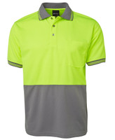 6HVPS JB's Wear Hi Vis S/S Traditional Polo Lime/Charcoal 6HVPS JB's Wear Hi Vis S/S Traditional Polo Lime/Charcoal