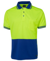 6HVPS JB's Wear Hi Vis S/S Traditional Polo Lime/Royal 6HVPS JB's Wear Hi Vis S/S Traditional Polo Lime/Royal