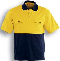 SP1010 Bocini Adults Hi-Vis Cotton Jersey Polo S/S Yellow/Navy SP1010 Bocini Adults Hi-Vis Cotton Jersey Polo S/S Yellow/Navy