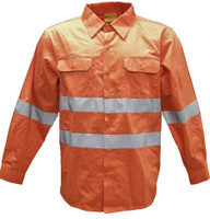 SS1233 Bocini Adults Hi-Vis L/S Cotton Drill Shirt With Reflective Tape Orange SS1233 Bocini Adults Hi-Vis L/S Cotton Drill Shirt With Reflective Tape Orange