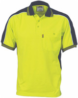 3895 DNC Poly/Cotton Contrast Panel Polo - Short Sleeve Yellow/Navy 3895 DNC Poly/Cotton Contrast Panel Polo - Short Sleeve Yellow/Navy