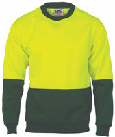 3821 DNC HiVis Two Tone Fleecy Sweat Shirt (Sloppy Joe) Crew-Neck Yellow/Bottle 3821 DNC HiVis Two Tone Fleecy Sweat Shirt (Sloppy Joe) Crew-Neck Yellow/Bottle