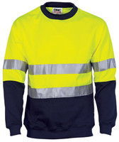 3824 DNC HiVis Two Tone Fleecy Sweat Shirt (Sloppy Joe) with CSR R/Tape Crew-Neck Yellow/Navy 3824 DNC HiVis Two Tone Fleecy Sweat Shirt (Sloppy Joe) with CSR R/Tape Crew-Neck Yellow/Navy
