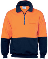 3923 DNC HiVis Two Tone 1/2 Zip Cotton Fleecy Windcheater Orange/Navy 3923 DNC HiVis Two Tone 1/2 Zip Cotton Fleecy Windcheater Orange/Navy