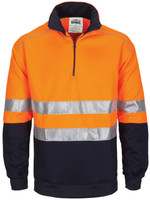3729 DNC HiVis 1/2 Zip Fleecy with Hoop Pattern CSR Reflective Tape Orange/Navy 3729 DNC HiVis 1/2 Zip Fleecy with Hoop Pattern CSR Reflective Tape Orange/Navy