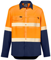 ZW470 Syzmik Workwear Mens Hi Vis Outdoor Segmented Tape L/S Shirt Orange/Navy ZW470 Syzmik Workwear Mens Hi Vis Outdoor Segmented Tape L/S Shirt Orange/Navy