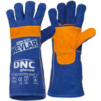 GR31 DNC Workwear Blue Gold Welders Gauntlet Blue/Orange