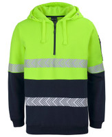 6HZSH JB's Wear Hi Vis 1/2 Zip Segmented Tape Hoodie Lime/Navy 6HZSH JB's Wear Hi Vis 1/2 Zip Segmented Tape Hoodie Lime/Navy