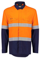ZW180 Syzmik Workwear Orange Flame Lightweight Ripstop Spliced Shirt Orange/Navy ZW180 Syzmik Workwear Orange Flame Lightweight Ripstop Spliced Shirt Orange/Navy