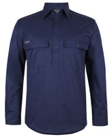 6WLCS JB's Wear Long Sleeve Stretch Close Front Work Shirt Navy