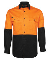 6HWSL JB's Wear Hi Vis L/S 150g Shirt Orange/Black