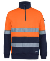6DNVF JB's Wear 350G Hi Vis Day and Night Half Zip Trade Fleece Orange/Navy