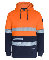 6DPFP JB's Wear 450G Hi Vis Pull Over Hoodie with Fragmented Tape Orange/Navy
