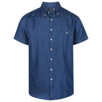 W49 Identitee Dylan Mens Short Sleeve Shirt Indigo Blue W49 Identitee Dylan Mens Short Sleeve Shirt Indigo Blue