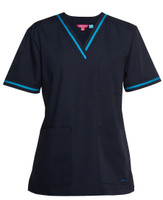 4SCT1 JB's Wear Ladies Contrast Scrubs Top Navy/Aqua 4SCT1 JB's Wear Ladies Contrast Scrubs Top Navy/Aqua