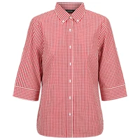 W47Q Identitee Miller Ladies 3/4 Sleeve Shirt Red/White