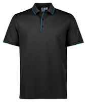 P113MS Biz Collection Focus Mens Short Sleeve Polo Black/Cyan