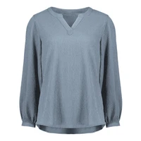 RU568LL Biz Corporates Womens Ruche Long Sleeve Blouse Powder Blue