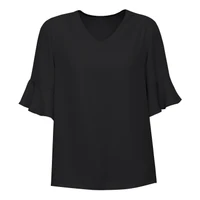RB966LS Biz Corporates Womens Aria Fluted Sleeve Blouse Black