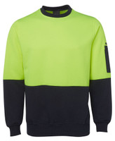 6HVCN JB's Wear Hi Vis Fleecy Crew Lime/Navy 6HVCN JB's Wear Hi Vis Fleecy Crew Lime/Navy