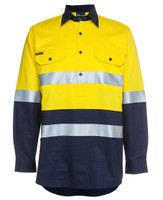 6HWCF JB's Wear Hi Vis L/S (D+N) 190g Close Front Shirt Yellow/Navy 6HWCF JB's Wear Hi Vis L/S (D+N) 190g Close Front Shirt Yellow/Navy