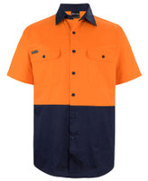 6HWSS JB's Wear Hi Vis Short Sleeve 150g Shirt Orange/Navy