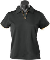 2302 Aussie Pacific Yarra Lady Polo Black/Gold 2302 Aussie Pacific Yarra Lady Polo Black/Gold