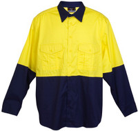 S007ML 100% Combed Cotton Drill Long Sleeve Shirts Yellow/Navy S007ML 100% Combed Cotton Drill Long Sleeve Shirts Yellow/Navy
