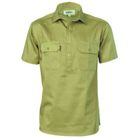 3202 DNC Cotton Drill Close Front Work Shirt Short Sleeve Khaki 3202 DNC Cotton Drill Close Front Work Shirt Short Sleeve Khaki