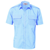 3213 DNC Epaulette Polyester/Cotton Work Shirt Short Sleeve Sky 3213 DNC Epaulette Polyester/Cotton Work Shirt Short Sleeve Sky