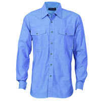 4104 DNC Mens Twin Flap Pocket Cotton Chambray Long Sleeve 4104 DNC Mens Twin Flap Pocket Cotton Chambray Long Sleeve