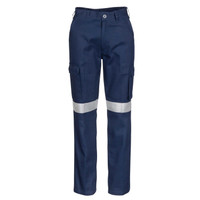 3323 DNC Ladies Cotton Drill Cargo Pants with 3M Reflective Tape Navy 3323 DNC Ladies Cotton Drill Cargo Pants with 3M Reflective Tape Navy