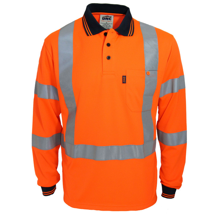 3710 DNC Hi-Vis "X' Back & Bio-motion Taped Polo Orange