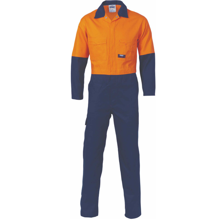 3851 DNC HiVis Two Tone Cotton Coverall Orange/Navy