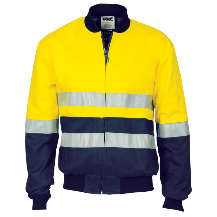 3758 DNC HiVis Two Tone D/N Cotton Bomber Jacket with CSR R/tape Yellow/Navy