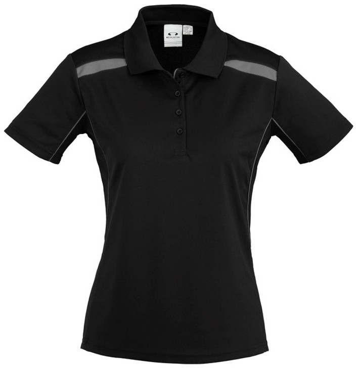 P244LS Ladies United Short Sleeve Polo Black/Ash