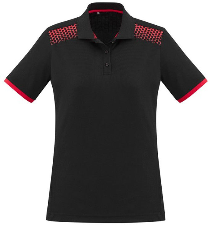 P900LS Ladies Galaxy Polo Black/Red