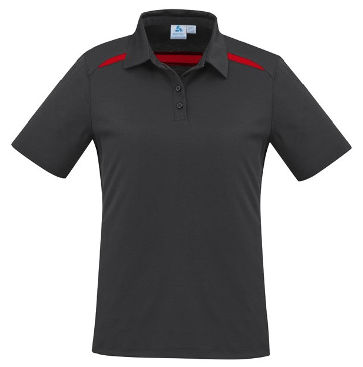 P901LS Ladies Sonar Polo Black/Red