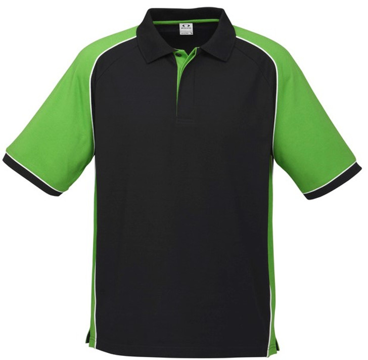 P10112 Mens Nitro Polo Black/Green/White